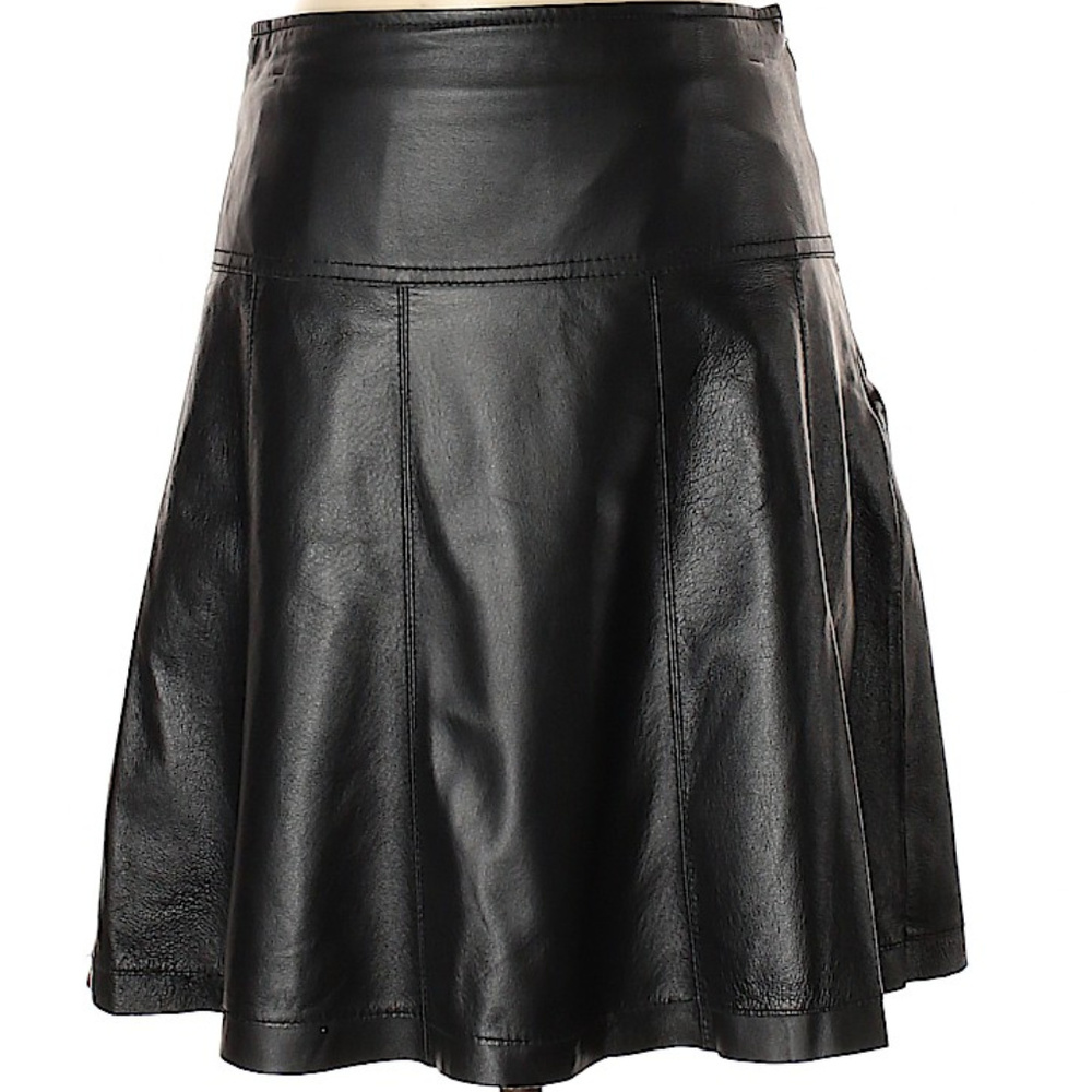 Genuine Leather Mini Skirt - Size 14